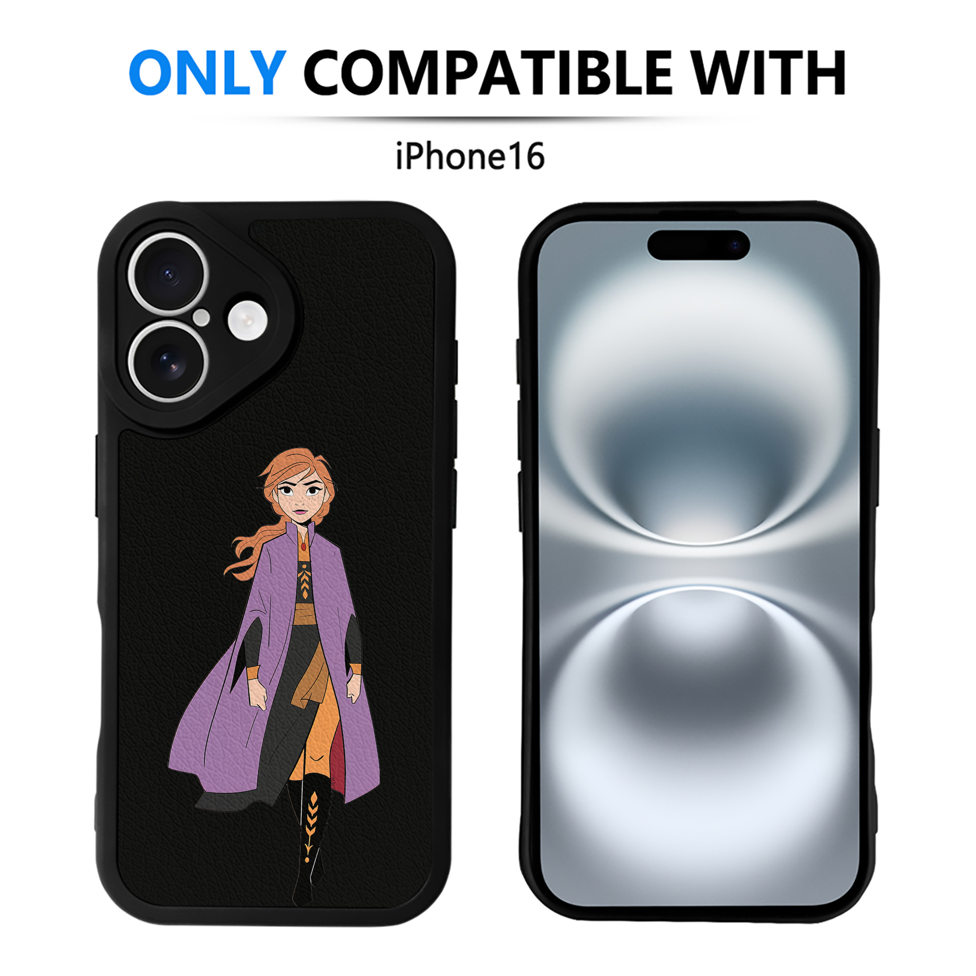 （画像用） アナと雪の女王 アンナ エルサ Frozen Anna Elsa 【iPhone 16シリーズ対応】シリコンスマホケース（レザー調） 材質：シリコン